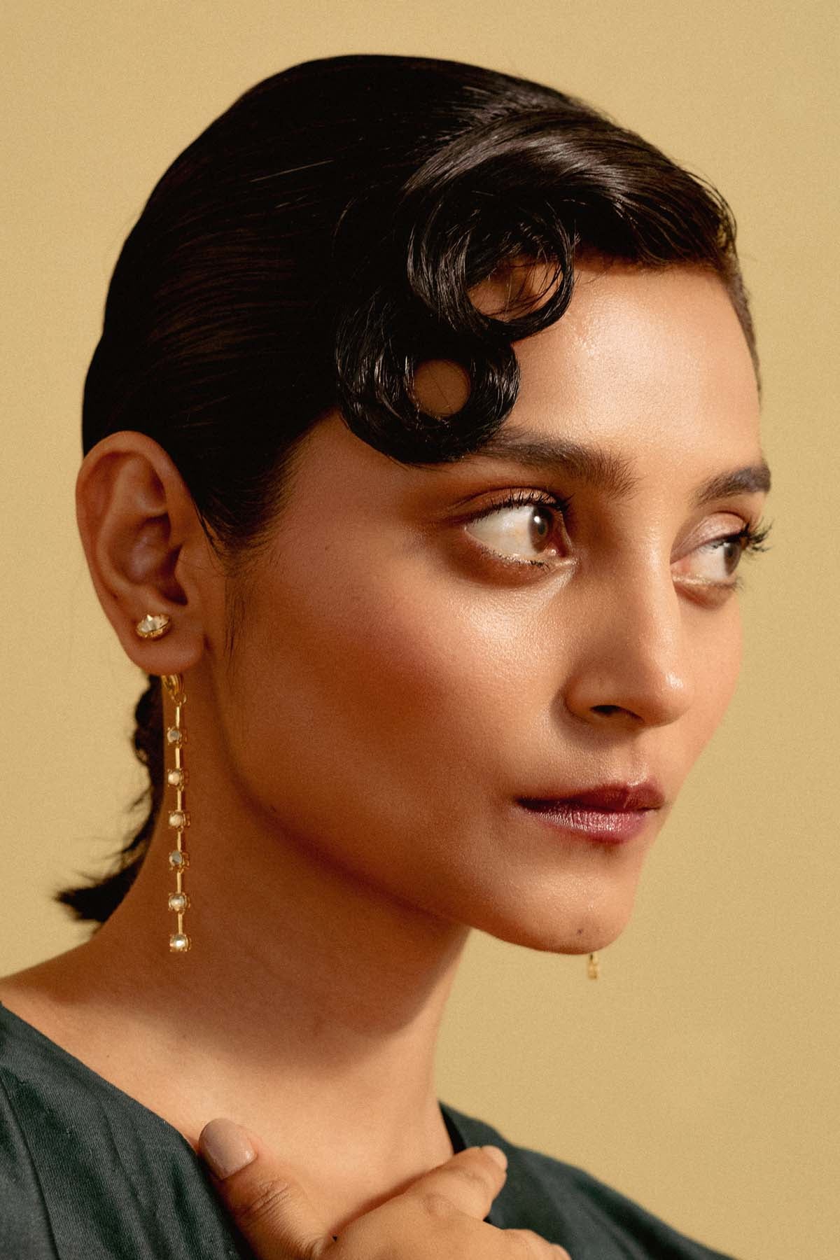 Buy Gold Crystal Danglers For Women Online at ScrollnShops